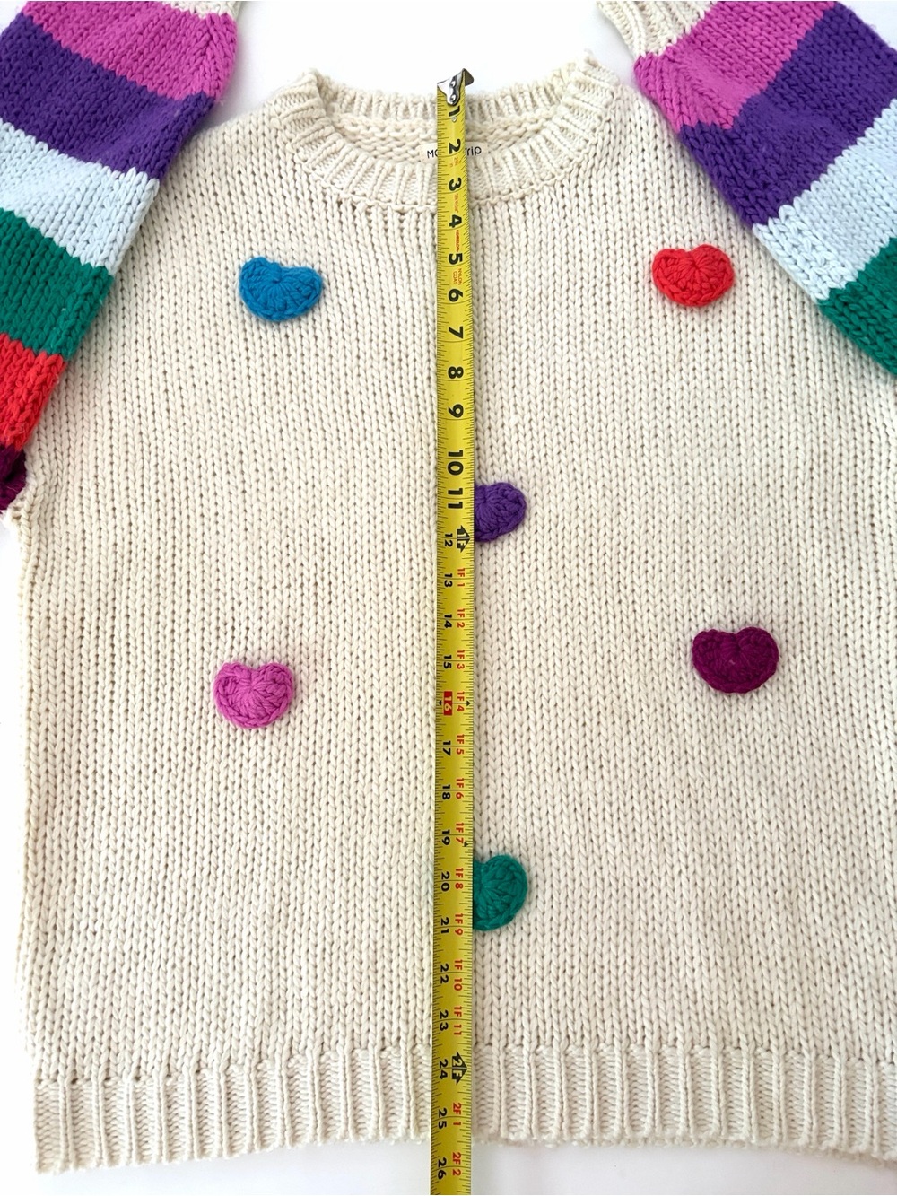 Main Strip 3D Heart Crochet Multi Stripe
Contrast Sweater size Medium - Picture 14 of 16